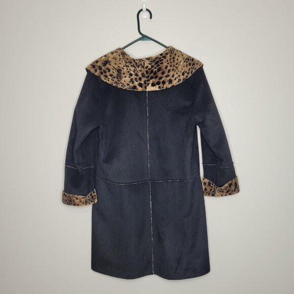Vintage y2k black brown animal print quirky grunge chic clasp front jacket med - Picture 2 of 8